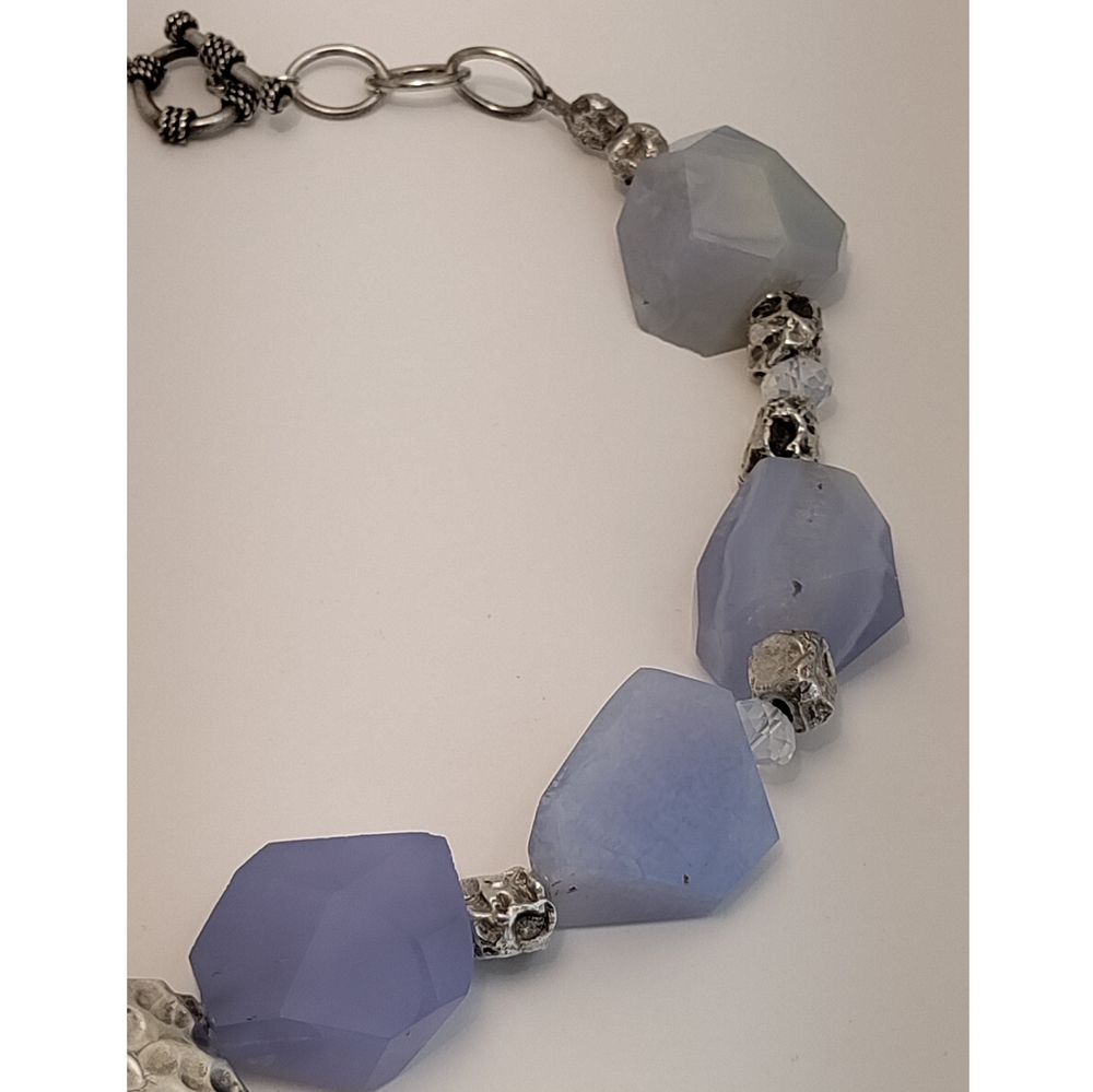 Chunky Solid Sterling Silver Hammered Disk Natura… - image 3